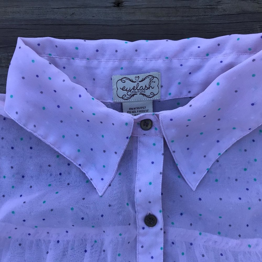 Eyelash Couture Women Top Sleeve less Button Down - Picture 4 of 8